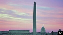 File photo shows the skyline of Washington, DC, including the Washington Monument, the Lincoln Memorial and the US Capitol