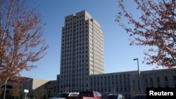 FILE - The North Dakota State Capitol is seen in Bismarck, North Dakota, Oct. 26, 2020. For the first time in state history, the North Dakota House voted to expel a lawmaker on March 4, 2021. 