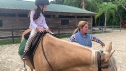 Terapia con caballos ayuda a niña venezolana