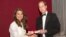 Britain's Prince William, right, presents philanthropist Melinda Gates with the Chatham House Prize at the Banqueting House in London, Nov. 21, 2014. 