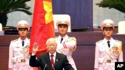 FILE - Vietnam's Communist Party General Secretary Nguyen Phu Trong is sworn in as the country's president in Hanoi, Vietnam, Oct. 23, 2018. 