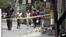 Escombros de un temblor en julio de 2008, en Los Angeles. Un nuevo temblor sacudió este lunes 3 de septiembre de 2012 el área de Beverly Hills.