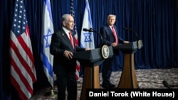 دونالد ترمپ، رییس جمهور ایالات متحده و بنیامین نتنیاهو، صدراعظم اسراییل