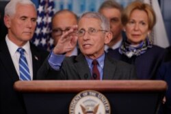Dr. Anthony Fauci, director of the National Institute of Allergy and Infectious Diseases speaks in the briefing room of the White House in Washington, March, 10, 2020, about the coronavirus outbreak.