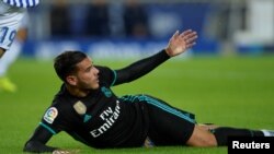 Le joueur du Real Madrid Theo Hernandez, lors d'un match contre la Real Sociedad, Espagne, le 17 septembre 2017.