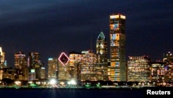 FILE - The John Hancock tower is most prominent in this section of the Chicago skyline, in a photo taken in May 2001. 