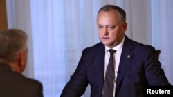 Moldovan President Igor Dodon speaks during an interview with Reuters in Chisinau, Moldova, July 28, 2017.