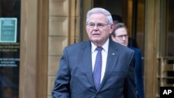 FILE — U.S. Sen. Robert Menendez, leaves Manhattan federal court after the second day of jury selection in his trial, on May 14, 2024, in New York. 