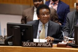 South Africa's U.N. Ambassador Jerry Matthews Matjila addresses the United Nations Security Council, at U.N. headquarters, Jan. 22, 2019.