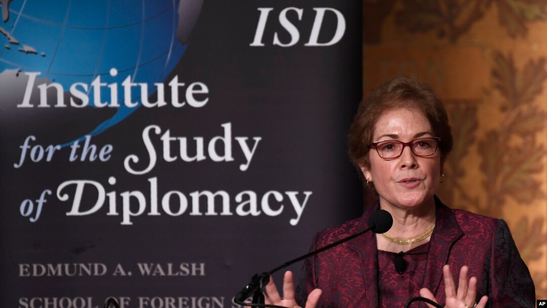 Former Ambassador to Ukraine Marie Yovanovitch speaks at Georgetown University in Washington, Feb. 12, 2020.