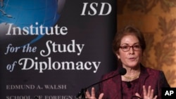 Former Ambassador to Ukraine Marie Yovanovitch speaks at Georgetown University in Washington, Feb. 12, 2020. 