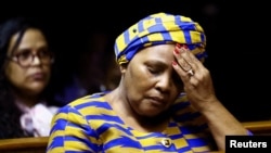 Former South African National Assembly Speaker Nosiviwe Mapisa-Nqakula appears in court on corruption charges, in Pretoria