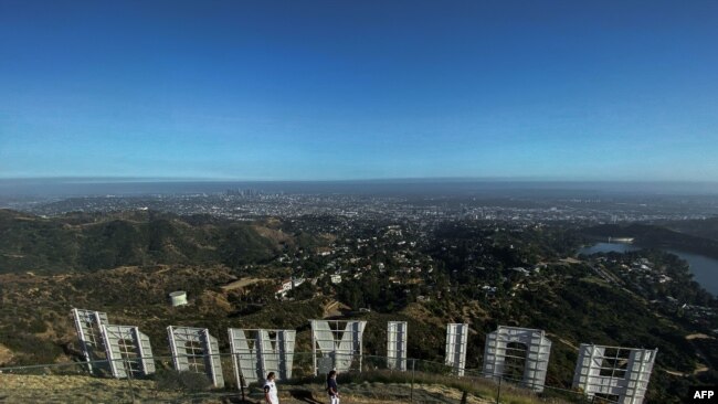 图为好莱坞地标背面鸟瞰 （资料照片）