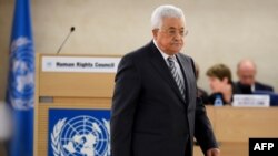 FILE - Palestinian President Mahmud Abbas arrives to give a speech to the United Nations Human Rights Council, Feb. 27, 2017, in Geneva. The Palestinian Authority submitted a letter to the U.N. asking that its longstanding application for statehood be reconsidered in April 2024.