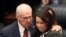 FILE - Sen. Alan Hays, R-Umatilla, left, congratulates Sen. Kelli Stargel, R-Lakeland, after Stargel's bill to limit abortions in Florida passed the Senate in Tallahassee, Fla., March 9, 2016.