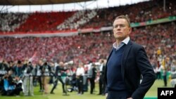 Ralf Rangnick, coach de Leipzig lors d'un match le FC Bayern Munich, Allemagne, le 25 mai 2019. 