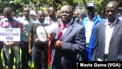 MDC-T leader Morgan Tsvangirai addresses a crowd in Harare.