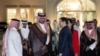 U.S. Secretary of State Marco Rubio greets well-wishers upon arrival at King Abdulaziz International Airport in Jeddah, on March 10, 2025.