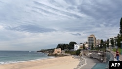 Coogee Beach in Sydney on April 16, 2020. All beaches remained closed as Australia tries to stop the spread of COVID-19.