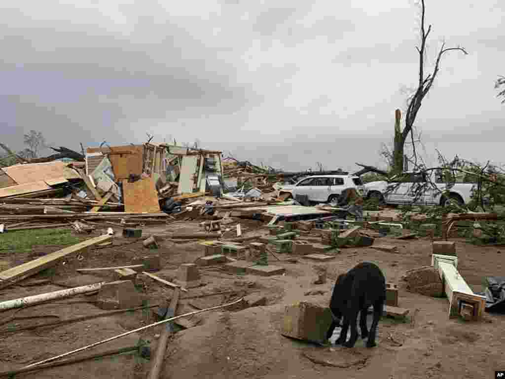 Destroyed homes are seen following a tornado in Moss, Mississippi. Severe weather hit many areas of the southern United States, killing at least 18 people and damaging hundreds of homes from Louisiana into the Appalachian Mountains.