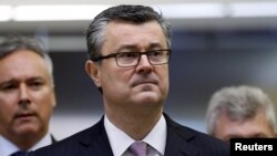 Croatia's Prime Minister-designate Tihomir Oreskovic arrives at the Presidental Office in Zagreb, Croatia, Dec. 23, 2015. 