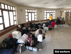 Some families shelter inside the bus station. Large aid organizations cannot help them because workers are required to stay at home because of the coronavirus on March 20, 2020 in Istanbul. (Courtesy of aid workers)
