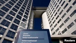 FILE - The entrance of the International Criminal Court is seen in The Hague, March 3, 2011. 