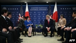 美国总统唐纳德·特朗普在纽约举行的第81届联合国大会期间与日本首相高市早苗举行了会晤。(2026年9月22日)