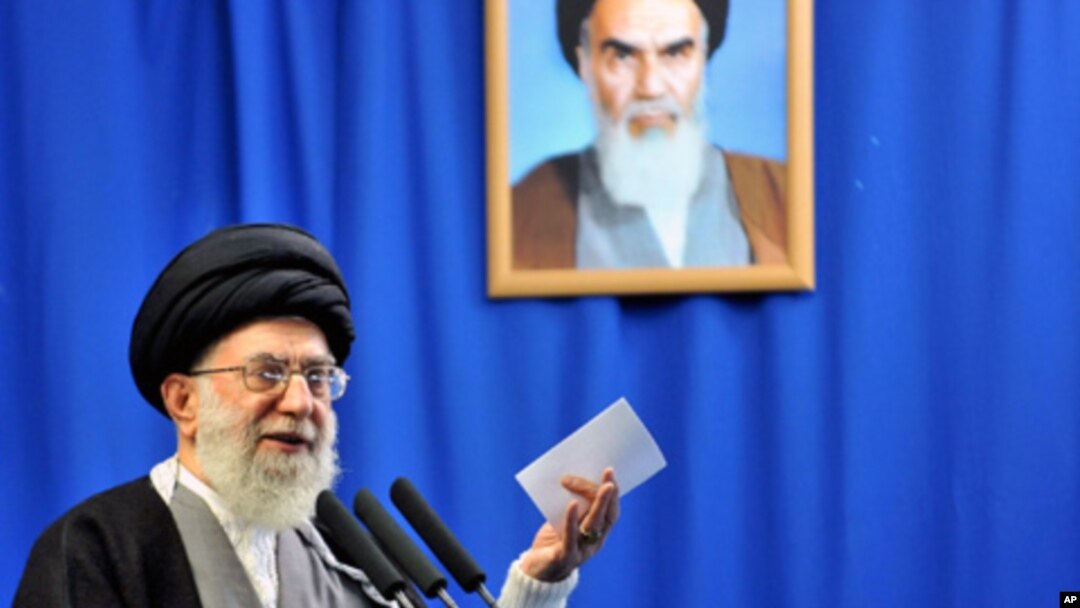 Iran's supreme leader Ayatollah Ali Khamenei speaks during Friday prayers in Tehran. Khamenei saluted on Friday what he termed an "Islamic liberation movement" in the Arab world, and advised the people of Egypt and Tunisia to unite around their religion a