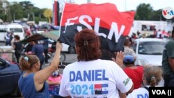 Simpatizantes sandinista durante un acto en Managua, Nicaragua, el 19 de julio de 2021. [Foto archivo VOA].