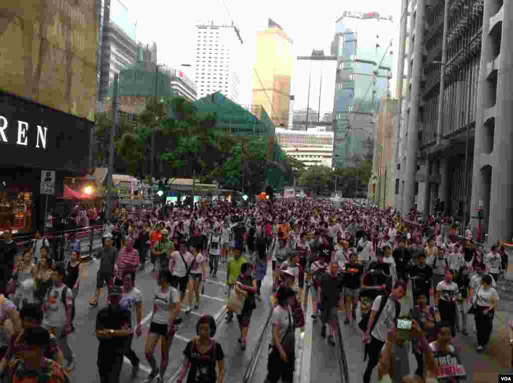 香港七一大游行现场实拍 (美国之音海彦拍摄)