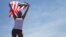 Athletic woman with a US flag