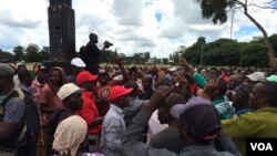 Some of the opposition party supporters and their leaders at the NERA protest in Harare.