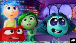 Esta imagen difundida por Disney/Pixar muestra una escena de la película animada "Inside Out 2."