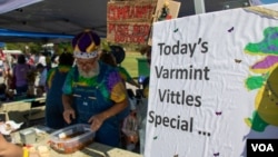 These are just a few of the unusual foods available recently at the West Virginia Roadkill Cook-off. (Phil Direking/VOA)