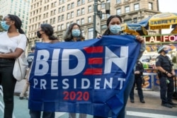 Supporters of former Vice President Joe Biden at a rally in New York City, Oct. 24, 2020.