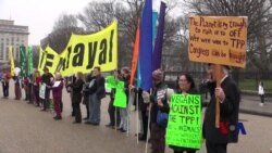 TPP签署前美活动人士聚集在白宫前抗议