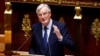 French Prime Minister Michel Barnier speaks during a censure motion debate filed by the alliance of left-wing parties, the New Popular Front, at the National Assembly in Paris, France, Oct. 8, 2024. 