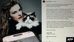 Postingan penyanyi AS Taylor Swift di Instagram yang mendukung Wakil Presiden AS sekaligus calon presiden dari Partai Demokrat Kamala Harris. (Foto: AFP)