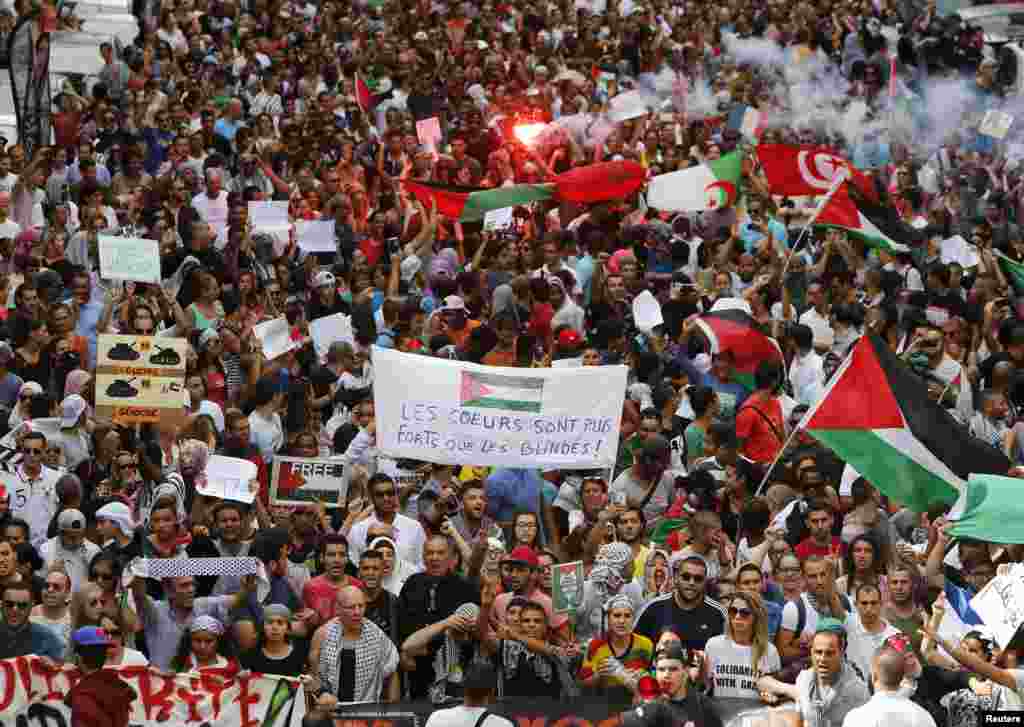 مارسیلی میں فلسطیں کے حق میں ایک بڑی ریلی نکالی گئی۔