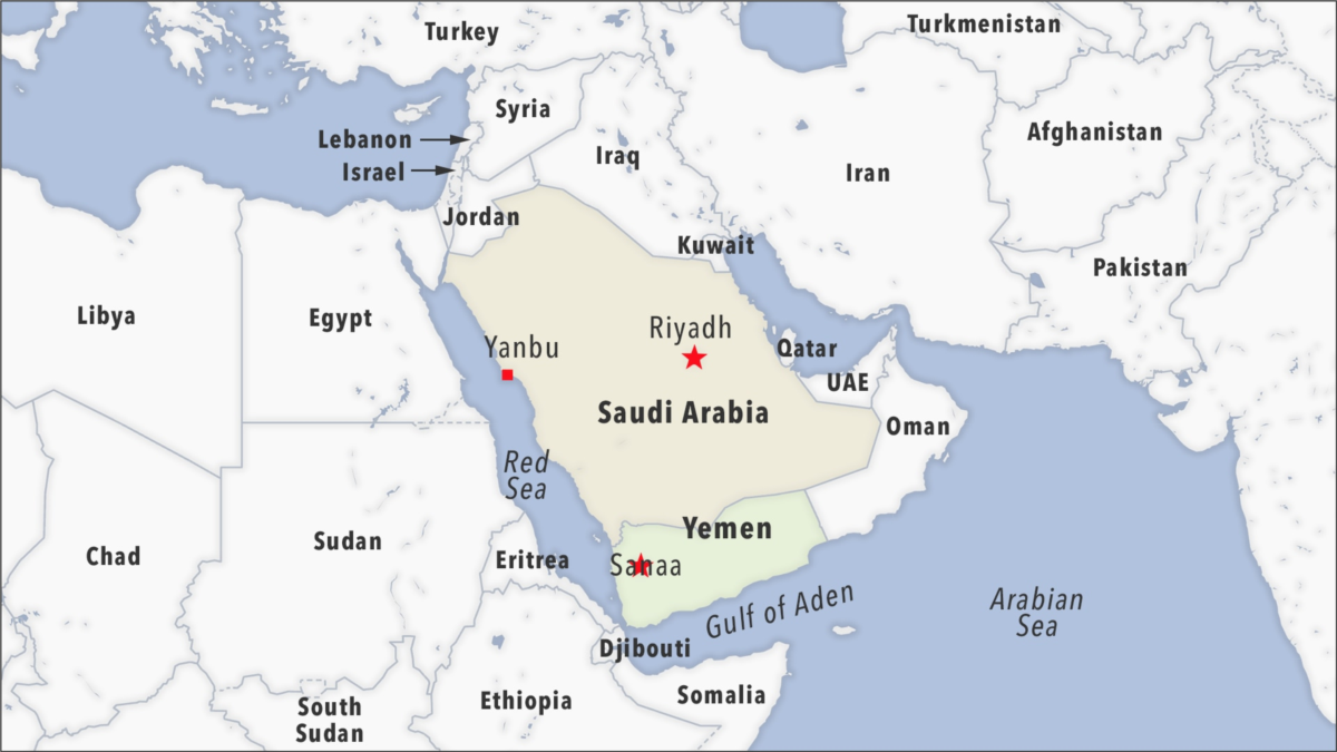 Yanbu Saudi Arabia Map Explosive-Laden 'Drone' Boat Targets Saudi Port Of Yanbu