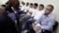 Men accused in the killing prize-winning Honduran indigenous and environmental rights activist Berta Caceres sit in a court room in Tegucigalpa, Honduras, Sept. 17, 2018. 