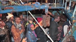 African refugees arrive in Lampedusa, Italy, fleeing from Lybia