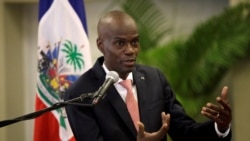  Prezidan ayisyen an, Jovenel Moise, ki t ap pale nan yon konferans pou laprès nan Pòtoprens, jou 2 mas 2020 (Foto Achiv) 