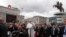 Pope Francis waves as he arrives to celebrate Mass in Macedonia Square, in Skopje, North Macedonia, May 7, 2019. 