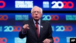 Democratic presidential candidate Sen. Bernie Sanders, I-Vt., speaks during the National Education Association Strong Public Schools Presidential Forum, July 5, 2019, in Houston, Texas. 