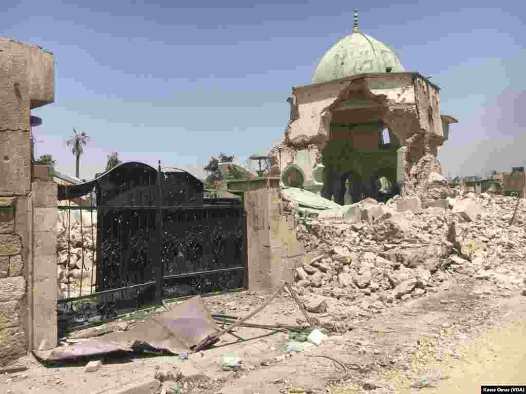 Much of the Old City of Mosul is in ruins as Iraqi forces battle Islamic State militants for the city. The destroyed al-Nuri mosque shows the level of destruction in the city, July 1, 2017.