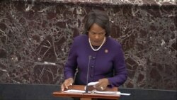 In this image from video, House impeachment manager Rep. Val Demings, D-Fla., speaks during closing arguments in the impeachment trial against President Donald Trump in the Senate at the U.S. Capitol in Washington, Feb. 3, 2020.