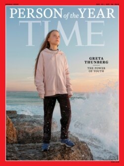 Cover Majalah Time menampilkan aktivis iklim remaja Swedia, Greta Thunberg, yang diberi gelar Person of the Year untuk tahun 2019. (Foto: via Reuters)