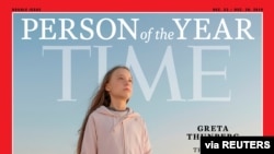 A Time cover features Swedish teen climate activist Greta Thunberg, named the magazine's Person of the Year for 2019 in this undated handout.